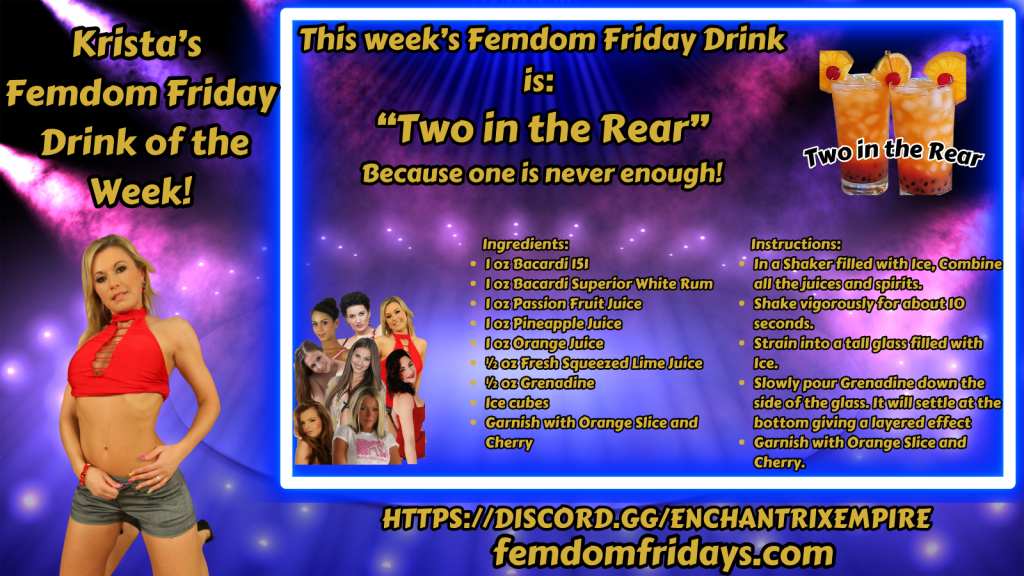 Krista's Drink of the Week FemDom Fridays 1800 601 6975 FFDrink_08-08-25